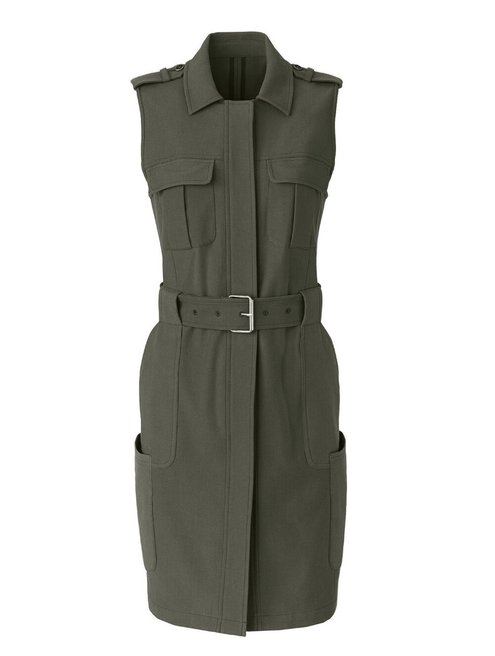 Olivia Palermo Chelsea28 Long Military Olive Green Vest/ Dress, Sz XS